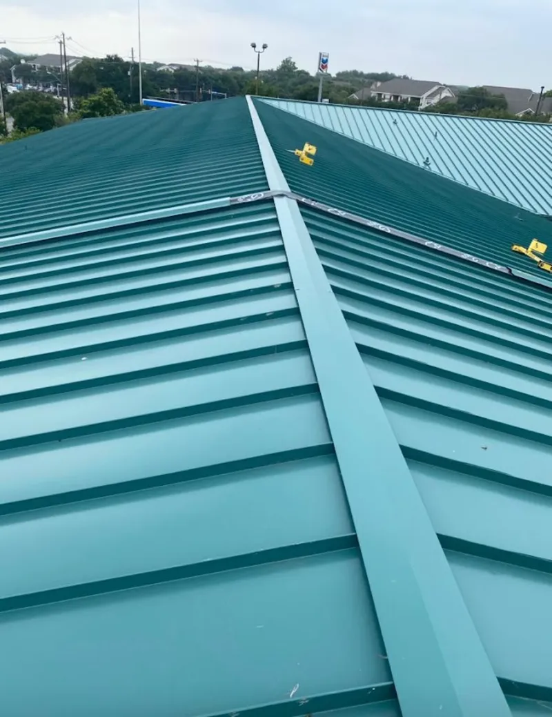 Green commercial metal roof ridge and valley for Metal Roof Repair in Three Rivers
